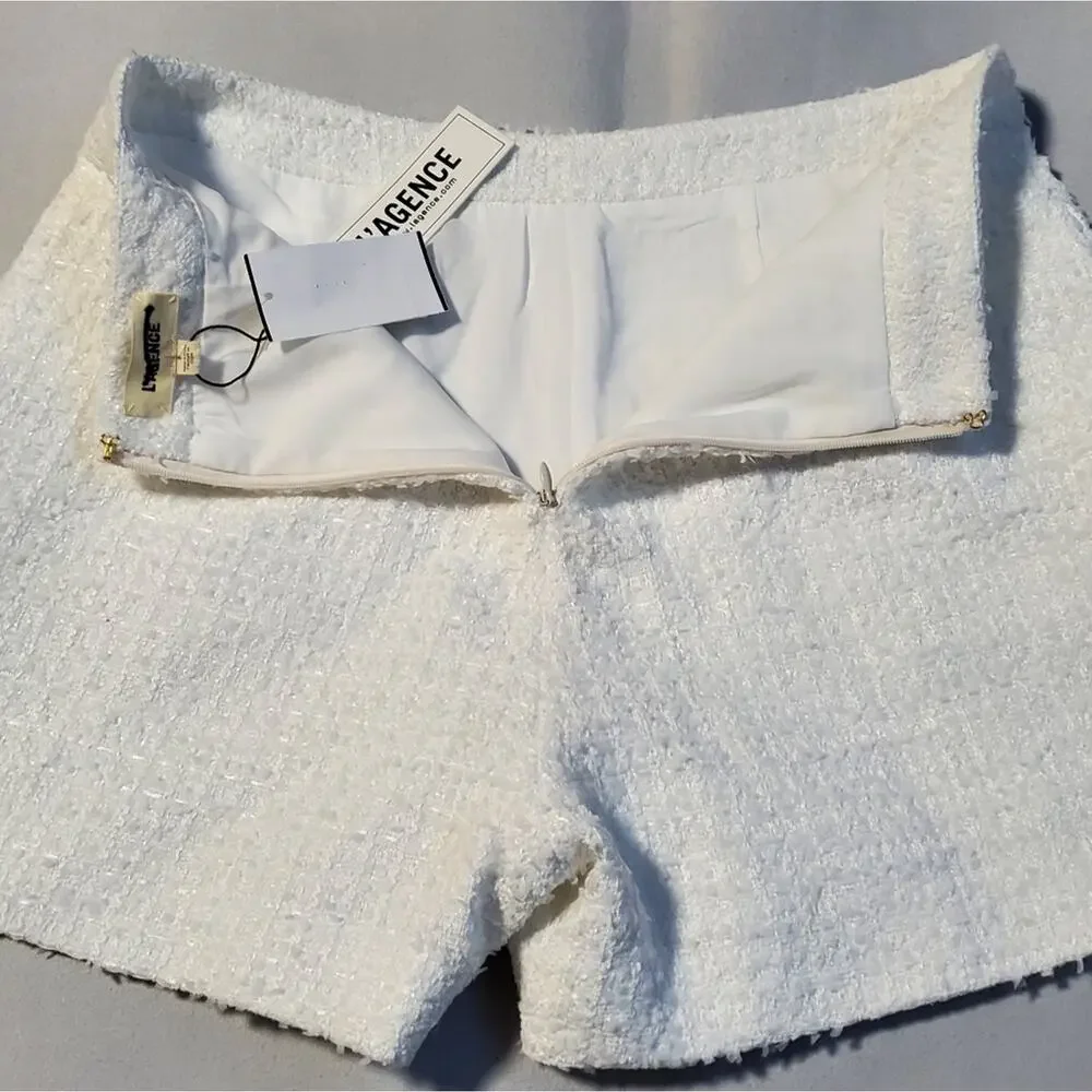 NWT$395 L'agence Ashton Bouclé Knit White Shorts Sz 6 - Picture 15 of 16
